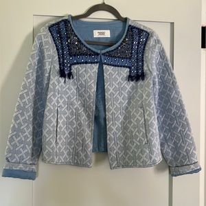 mango blue jacket with embroidery